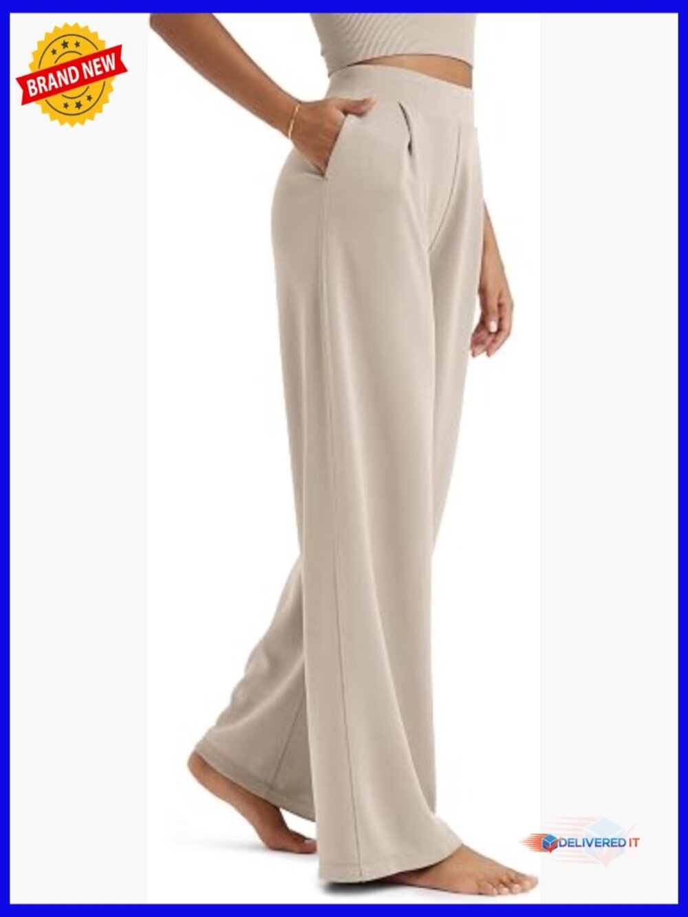 High Waist Wide Leg Modal Pants with Pockets 27 Inseam